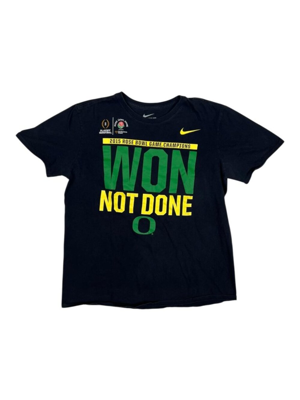 Oregon Ducks Shirt Women's Large Black NCAA Nike Won Not Done 2015 Rose Bowl